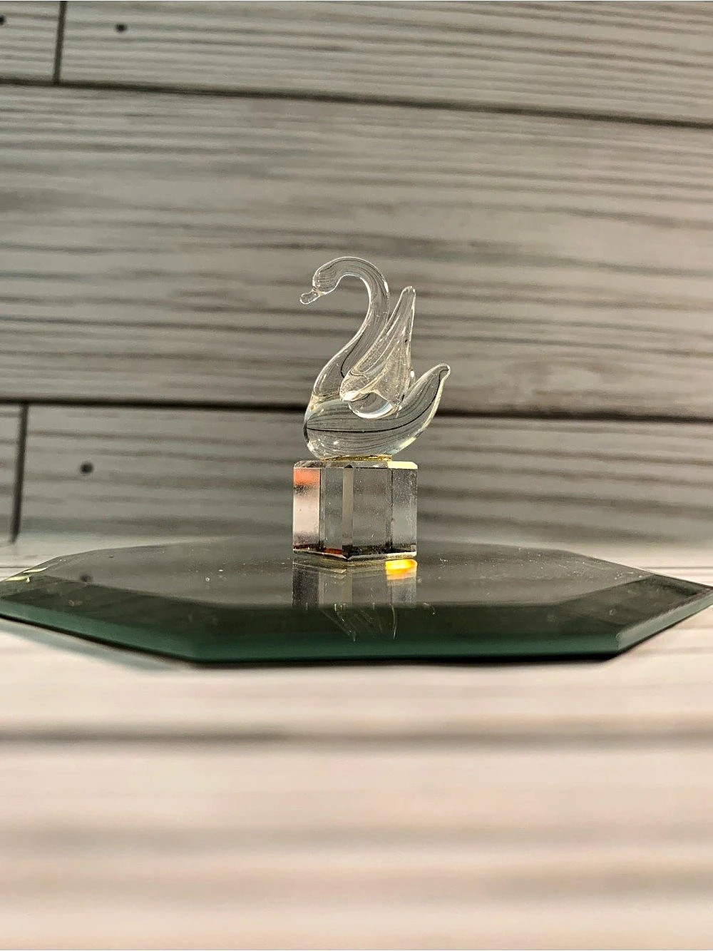 Vintage Blown Glass Swan Figurine Decor